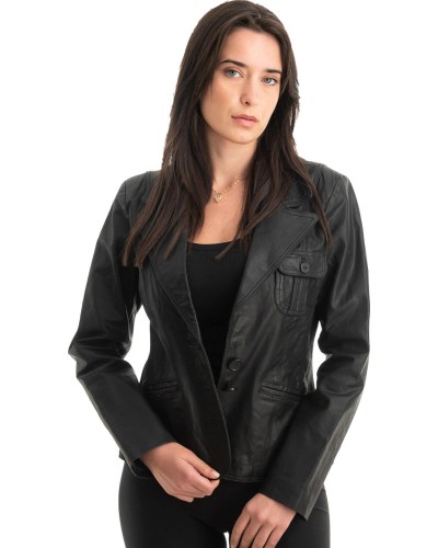 Γνήσιο Γυναικέιο Δερμάτινο Σακάκι - Z857