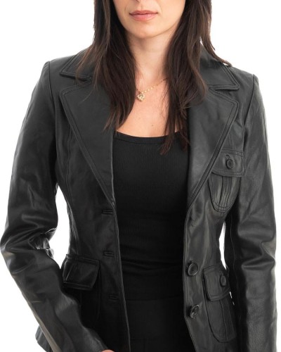 Γνήσιο Γυναικέιο Δερμάτινο Σακάκι - Z868