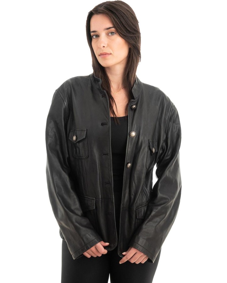 Γνήσιο Γυναικέιο Δερμάτινο Μπουφάν - Z873