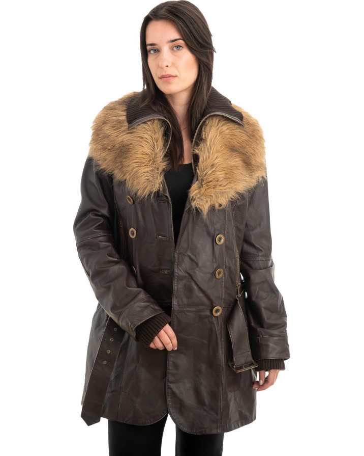 Γνήσιο Γυναικέιο Δερμάτινο Μπουφάν - Z874