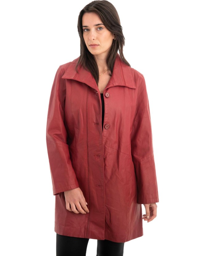 Γνήσιο Γυναικέιο Δερμάτινο Παλτό - Z884