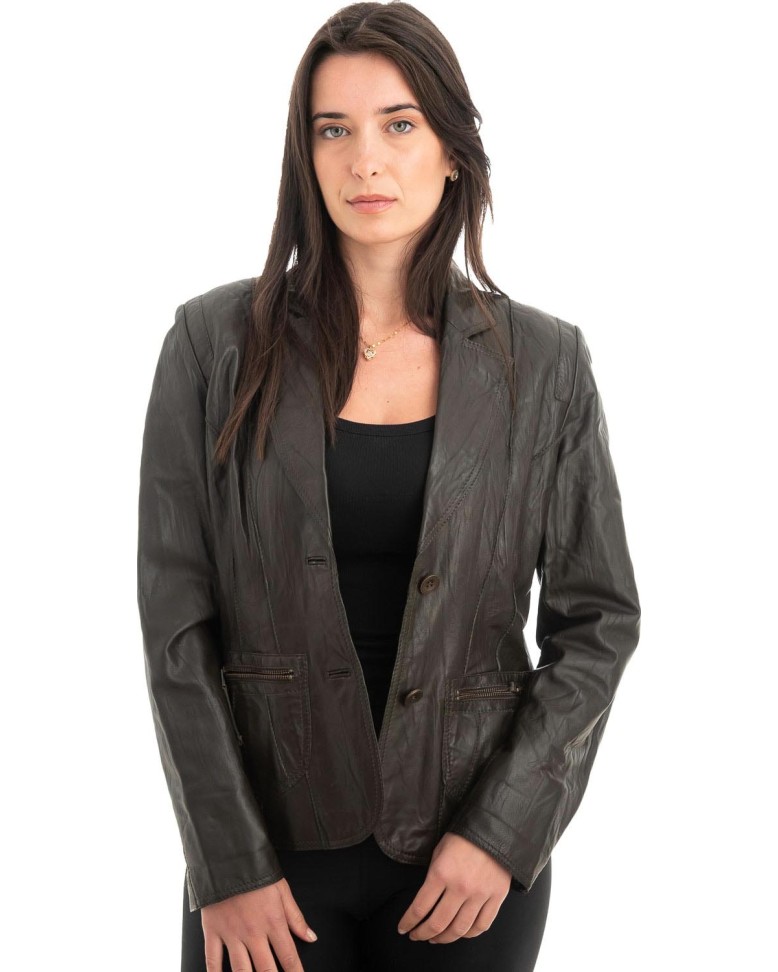 Γνήσιο Γυναικέιο Δερμάτινο Σακάκι - Z887