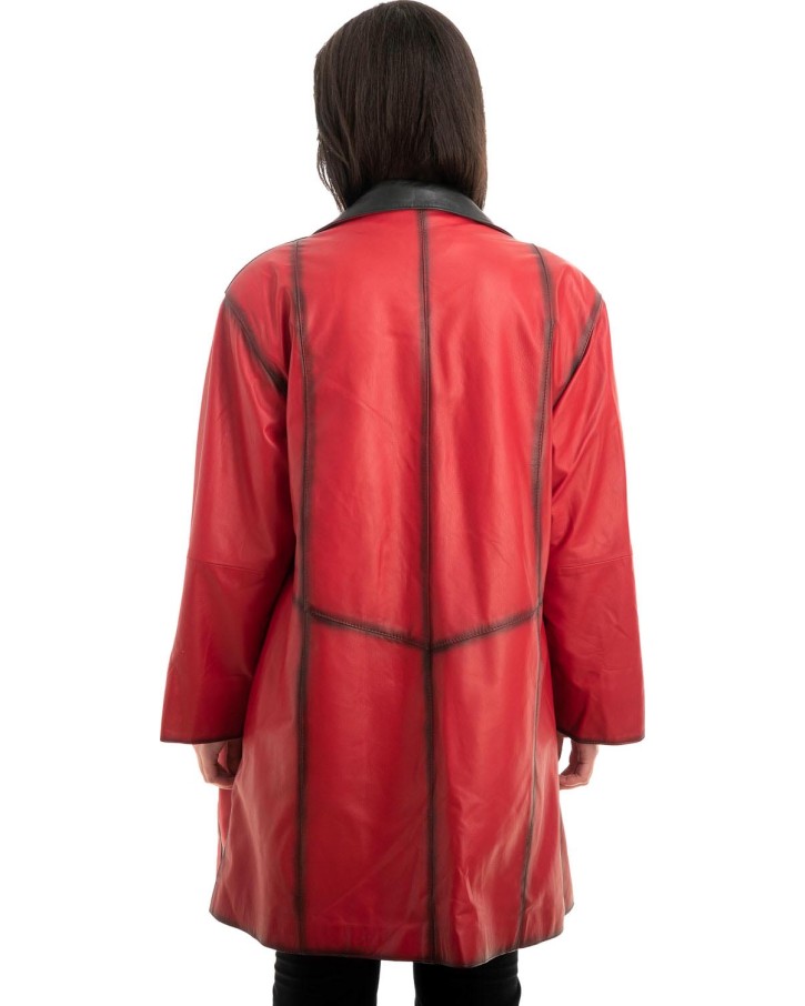 Γνήσιο Γυναικέιο Δερμάτινο Παλτό - Z889