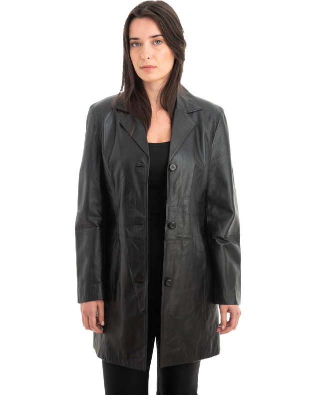 Γνήσιο Γυναικέιο Δερμάτινο Παλτό - Z894