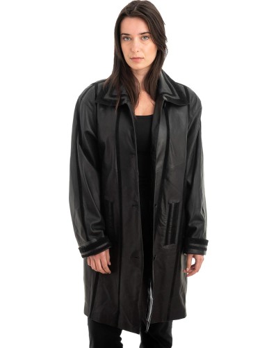 Γνήσιο Γυναικέιο Δερμάτινο Παλτό - Z898