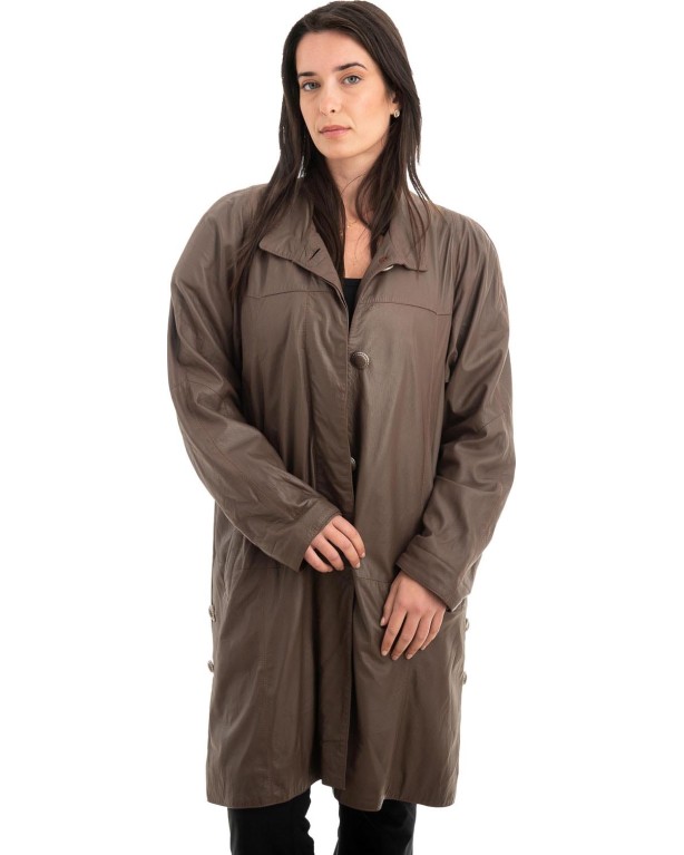 Γνήσιο Γυναικέιο Δερμάτινο Παλτό - Z899