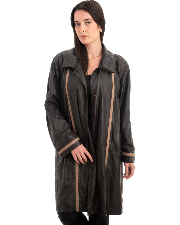 Γνήσιο Γυναικέιο Δερμάτινο Παλτό - Z900