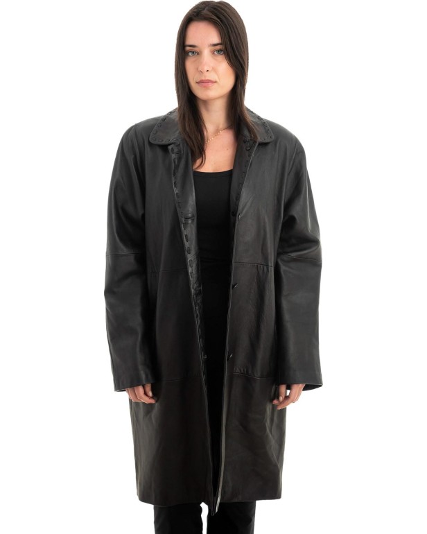 Γνήσιο Γυναικέιο Δερμάτινο Παλτό - Z904