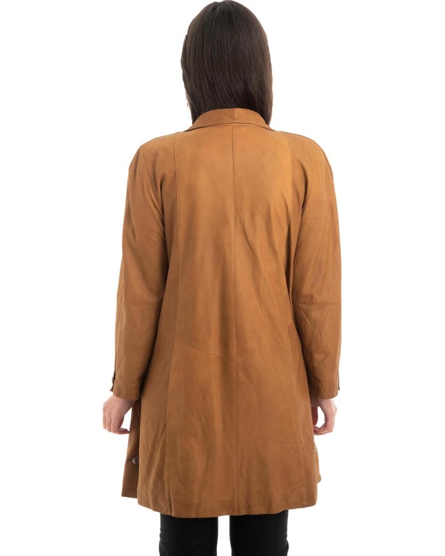 Γνήσιο Γυναικέιο Δερμάτινο Παλτό - Z905