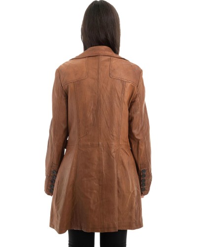Γνήσιο Γυναικέιο Δερμάτινο Παλτό - Z906