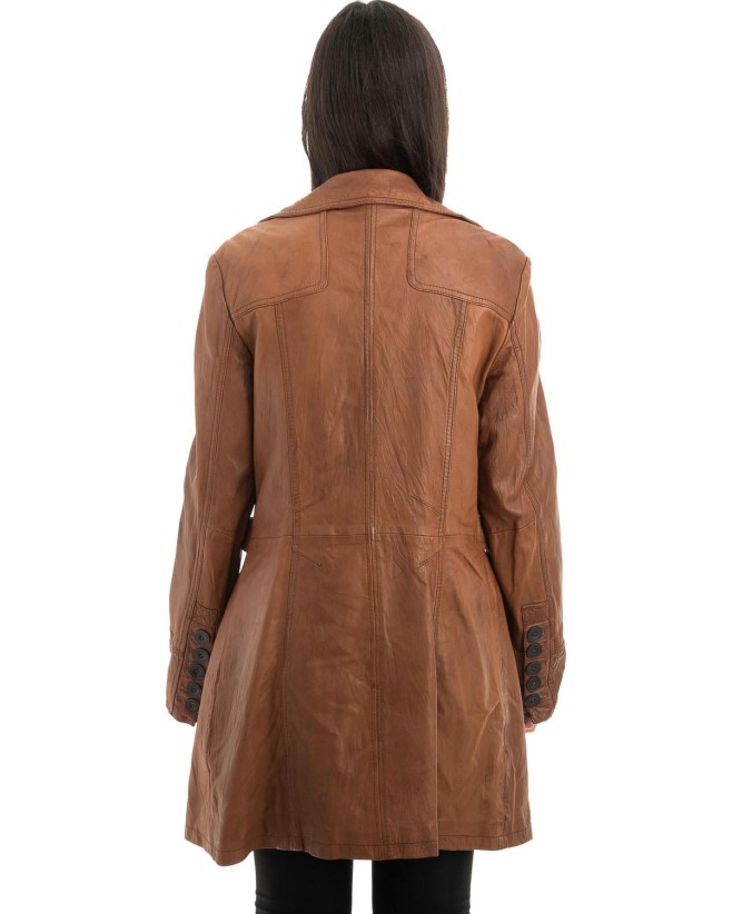 Γνήσιο Γυναικέιο Δερμάτινο Παλτό - Z906