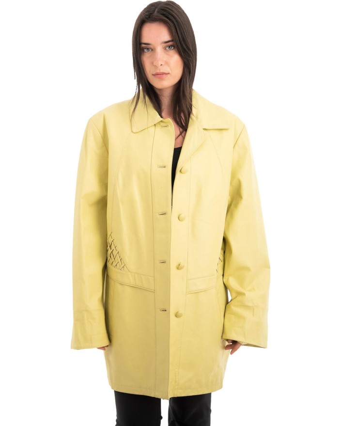 Γνήσιο Γυναικέιο Δερμάτινο Παλτό - Z915