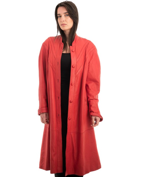 Γνήσιο Γυναικέιο Δερμάτινο Παλτό - Z922