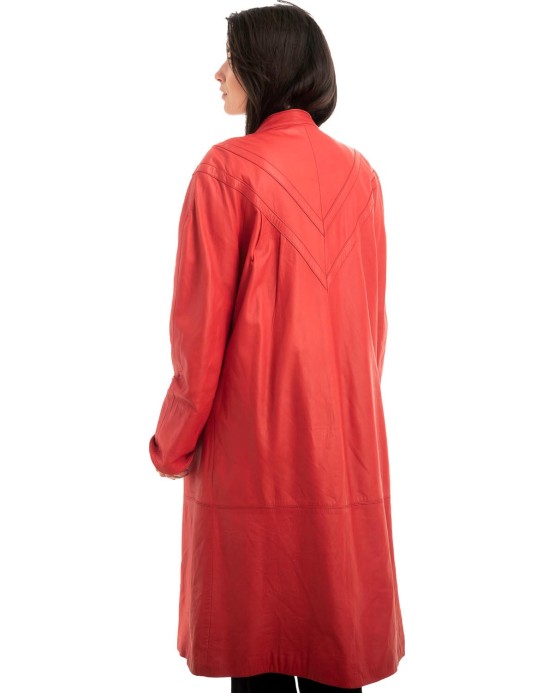 Γνήσιο Γυναικέιο Δερμάτινο Παλτό - Z922