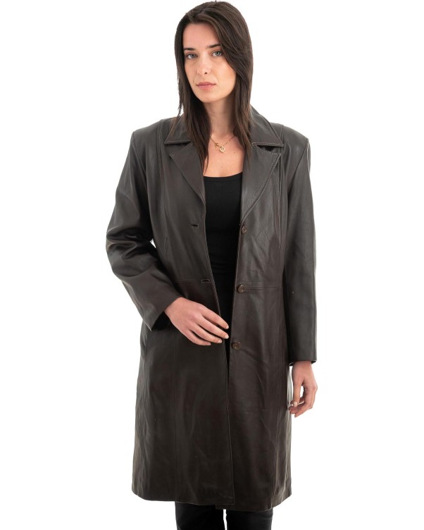 Γνήσιο Γυναικέιο Δερμάτινο Παλτό - Z923