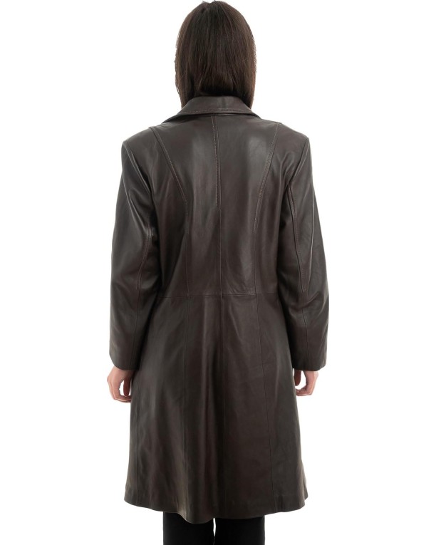 Γνήσιο Γυναικέιο Δερμάτινο Παλτό - Z923