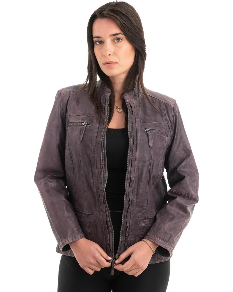 Γνήσιο Γυναικέιο Δερμάτινο Μπουφάν - Z928