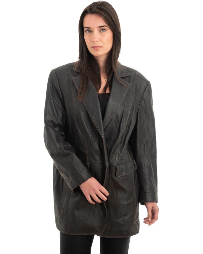 Γνήσιο Γυναικέιο Δερμάτινο Σακάκι - Z932