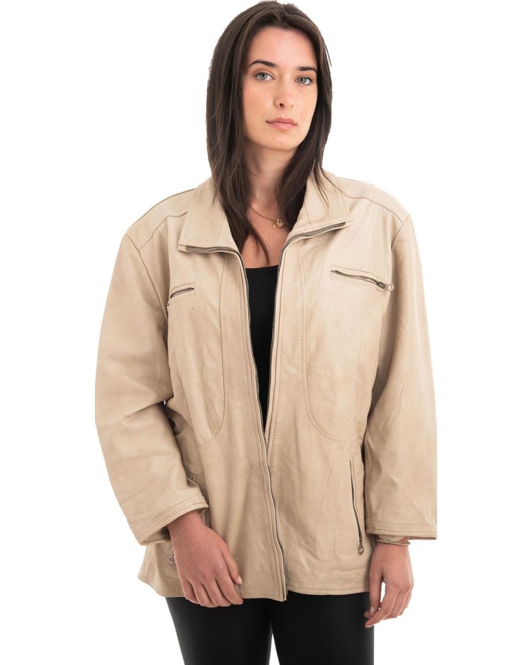 Γνήσιο Γυναικέιο Δερμάτινο Μπουφάν - Z934