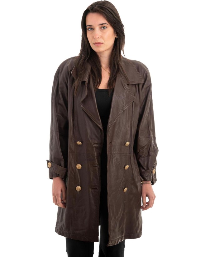 Γνήσιο Γυναικέιο Δερμάτινο Παλτό - Z936