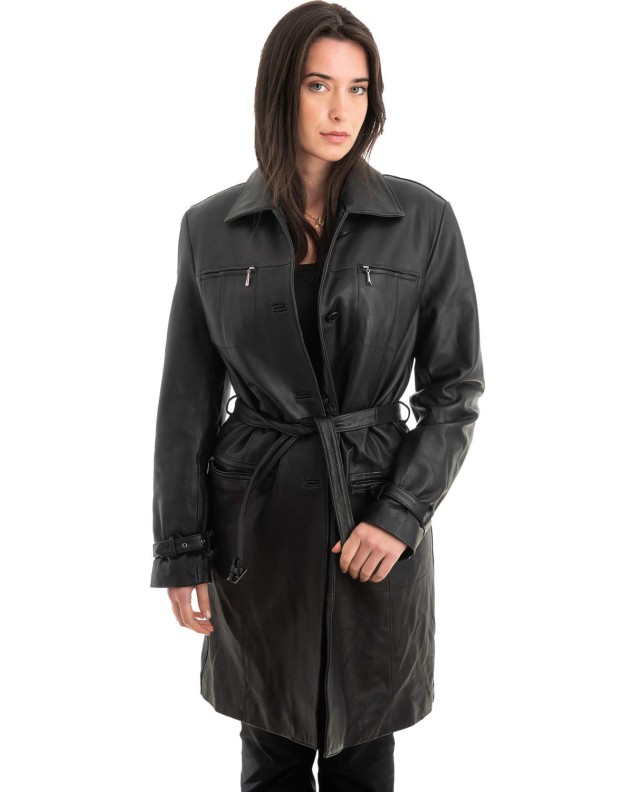 Γνήσιο Γυναικέιο Δερμάτινο Παλτό - Z940