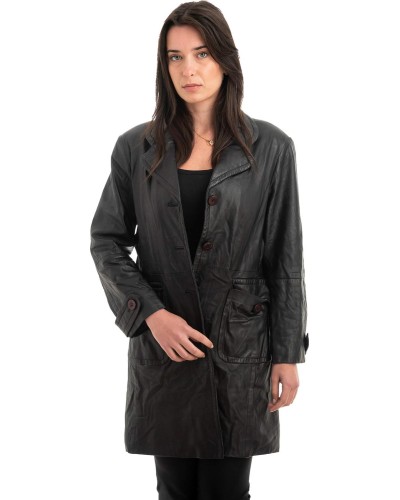 Γνήσιο Γυναικέιο Δερμάτινο Παλτό - Z944