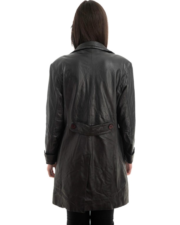 Γνήσιο Γυναικέιο Δερμάτινο Παλτό - Z944