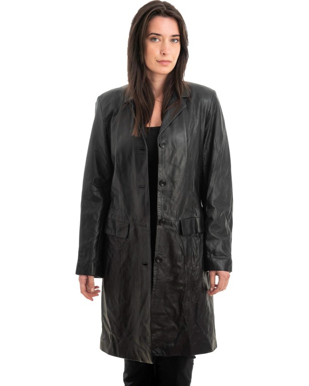 Γνήσιο Γυναικέιο Δερμάτινο Παλτό - Z948