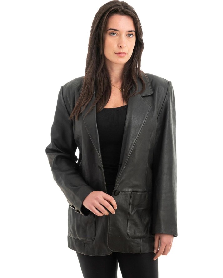 Γνήσιο Γυναικέιο Δερμάτινο Σακάκι - Z951