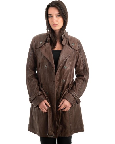 Γνήσιο Γυναικέιο Δερμάτινο Παλτό - Z955