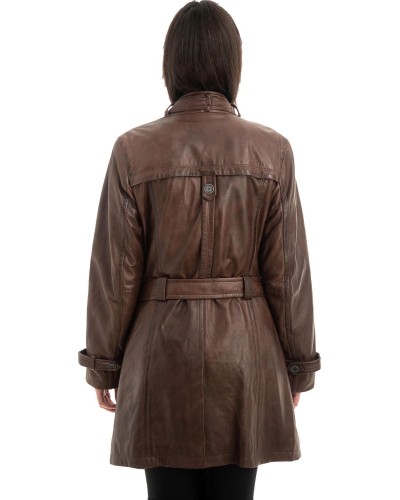 Γνήσιο Γυναικέιο Δερμάτινο Παλτό - Z955