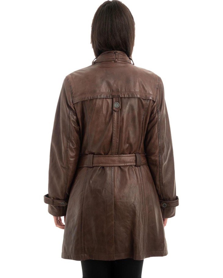 Γνήσιο Γυναικέιο Δερμάτινο Παλτό - Z955