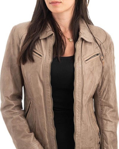 Γνήσιο Γυναικέιο Δερμάτινο Μπουφάν - Z970