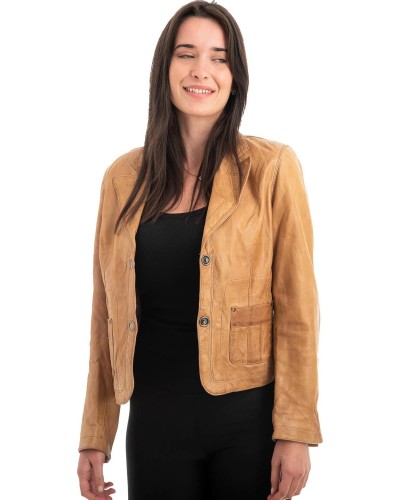 Γνήσιο Γυναικέιο Δερμάτινο Σακάκι - Z978