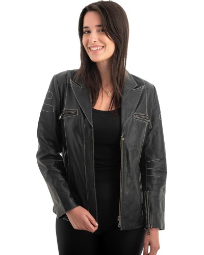 Γνήσιο Γυναικέιο Δερμάτινο Μπουφάν - Z979