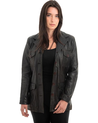 Γνήσιο Γυναικέιο Δερμάτινο Σακάκι - Z989
