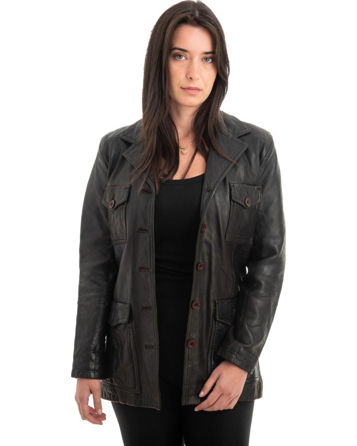 Γνήσιο Γυναικέιο Δερμάτινο Σακάκι - Z989