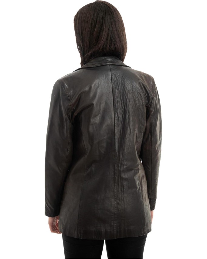 Γνήσιο Γυναικέιο Δερμάτινο Σακάκι - Z989